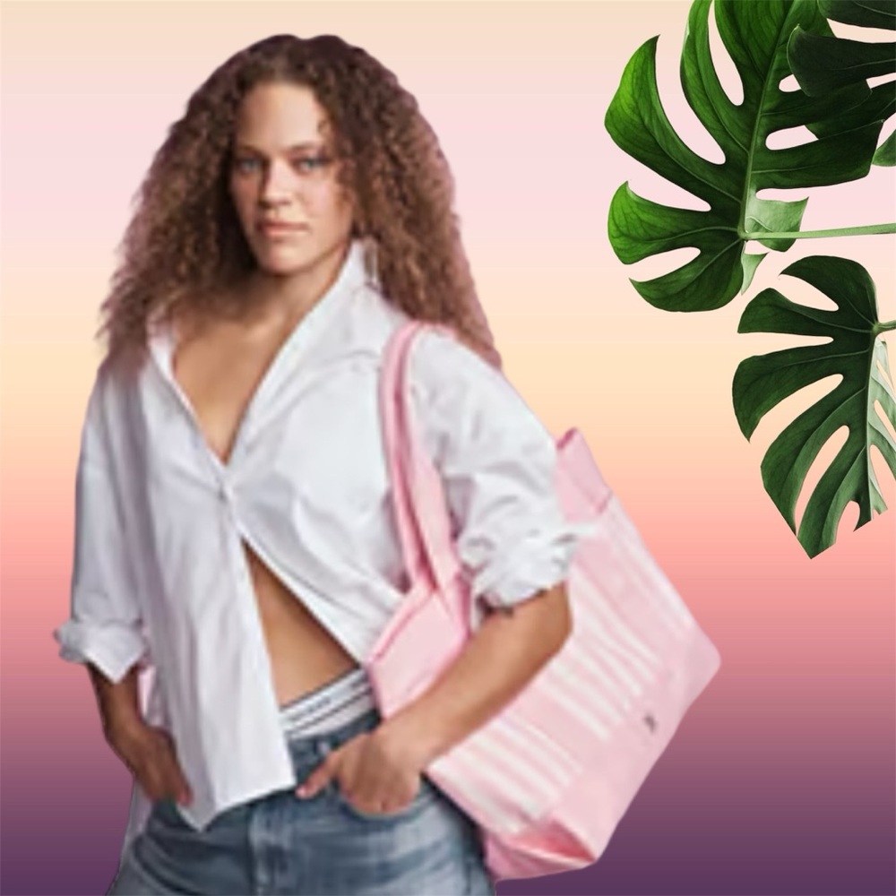 NEW Victoria's Secret iconic pink stripe Pocket Tote